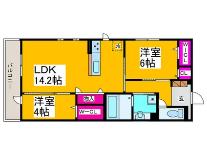 DSOPHIA(2LDK/1階)の間取り写真