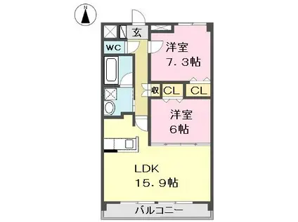 アクアレガーレ ステージII(2LDK/3階)の間取り写真