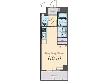 スカーレット(ワンルーム/1階)の間取り写真
