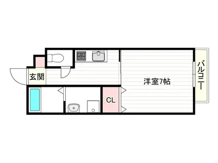 エレガンツア南本町(1K/1階)の間取り写真