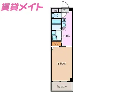 四日市あすなろう鉄道 西日野駅 徒歩14分 3階建 築19年(1DK/1階)の間取り写真