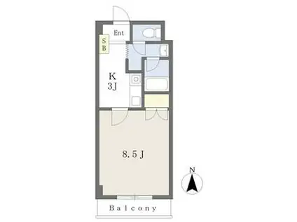 リヴァンス南福島(1K/2階)の間取り写真