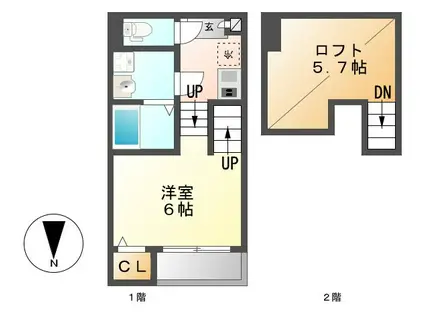 CRESTA(1K/1階)の間取り写真