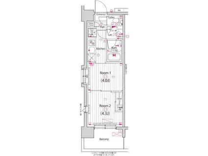 ガーラ・グランディ深川住吉(2K/4階)の間取り写真