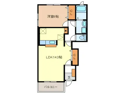 ルピナス(1LDK/1階)の間取り写真