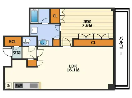 グランドメゾン新梅田タワー THE CLUB RESIDENCE(1LDK/4階)の間取り写真