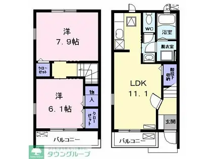フローラ(2LDK/1階)の間取り写真
