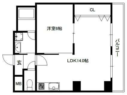 インペリアル堀川(1LDK/4階)の間取り写真