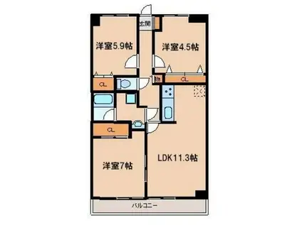 マノワール(3LDK/4階)の間取り写真