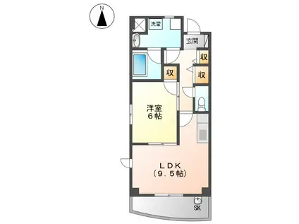 ラフィネ清華(1LDK/3階)の間取り写真