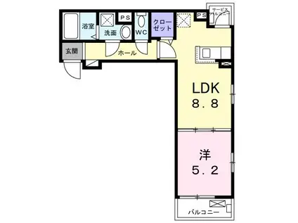 メゾンルミネ 中町(1LDK/2階)の間取り写真