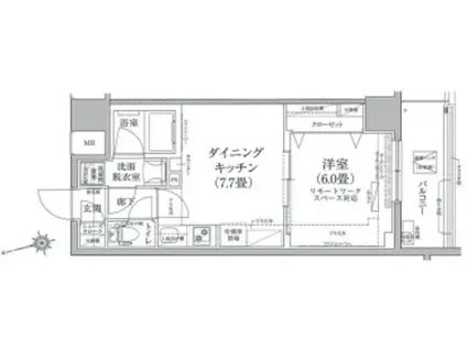 ルフレプレミアム押上イースト(1DK/5階)の間取り写真