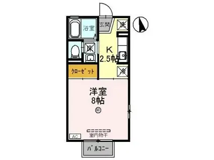 シングルコート田園(1K/1階)の間取り写真