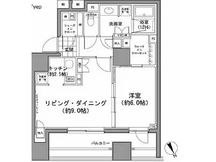 パークハビオ八丁堀(1LDK/11階)の間取り写真