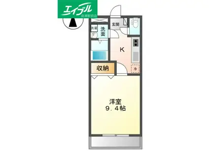 サンコート窪津(1K/1階)の間取り写真