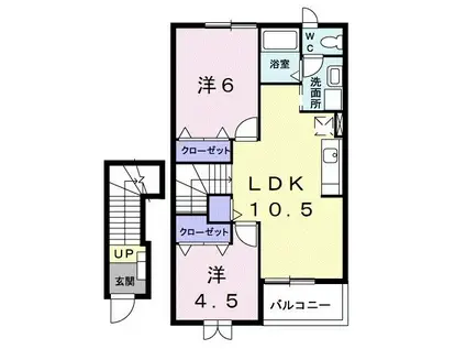 フィオレンテII(2LDK/2階)の間取り写真
