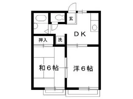 グレースコートA棟(2DK/1階)の間取り写真