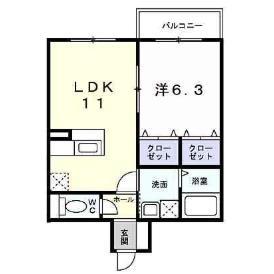 ヴォール中島(1LDK/1階)の間取り写真