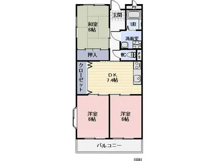 WING1号館(3DK/3階)の間取り写真