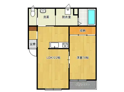 GRAND OAKIII(1LDK/2階)の間取り写真