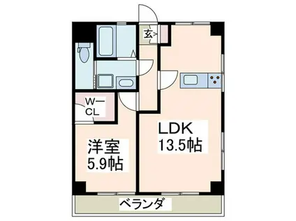 山栄ハイツ(1LDK/2階)の間取り写真