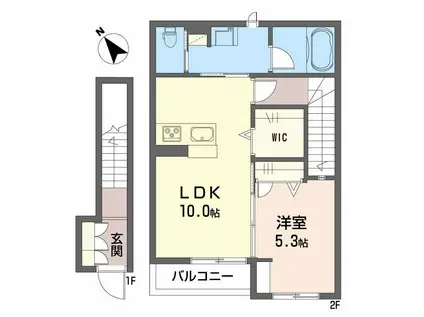 シャーメゾンT(1LDK/2階)の間取り写真
