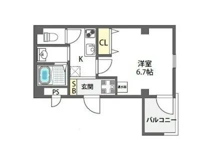 ラ・フォルム与力レジデンス(1K/4階)の間取り写真