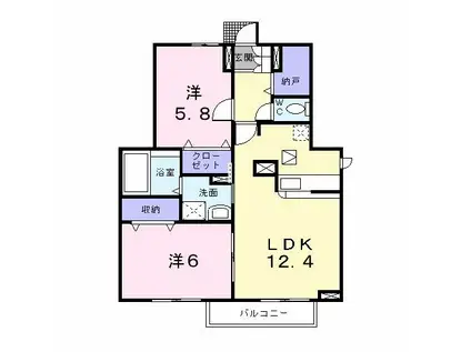 ジュネス・シック(2LDK/1階)の間取り写真