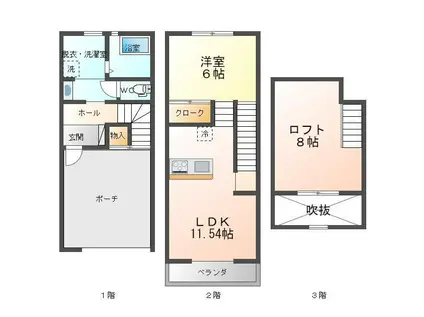 DK宮崎A(1LDK/1階)の間取り写真