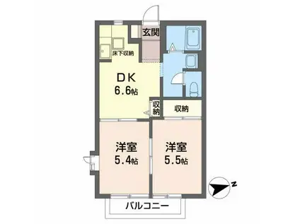 パルメゾン(2DK/1階)の間取り写真