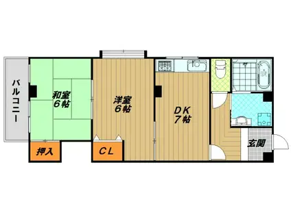 フォレスト(2DK/2階)の間取り写真