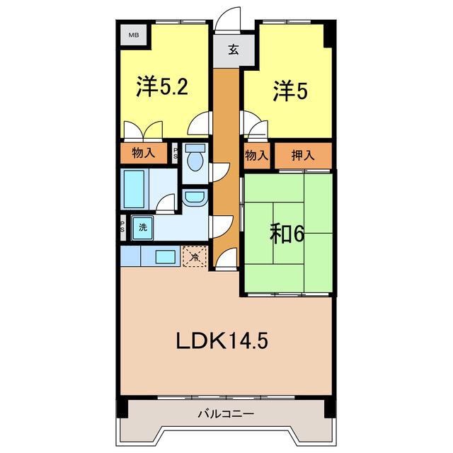 ラオプス今本(3LDK/3階)の間取り写真