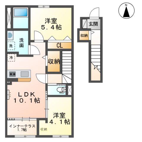 ポモドーロ(2LDK/2階)の間取り写真