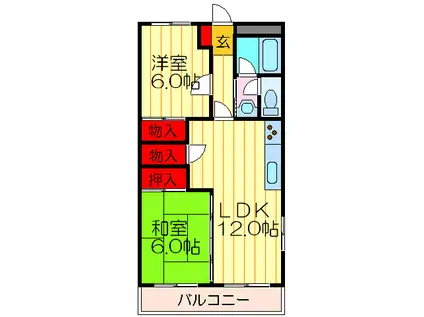 PRAIRIEくずは(2LDK/1階)の間取り写真