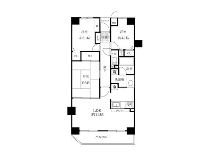 ダイアパレス本庄(3LDK/4階)の間取り写真