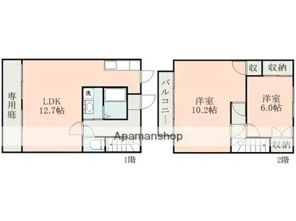 メゾネット・スタイルA(2LDK/1階)の間取り写真