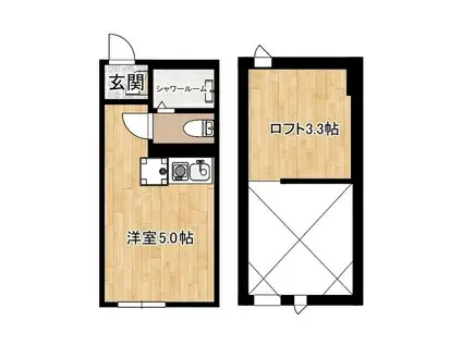 カパルアガーデン横浜反町(ワンルーム/2階)の間取り写真