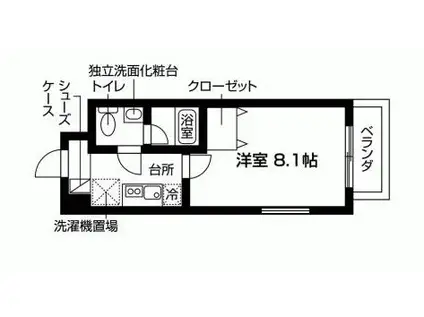 ベルシェ朝日(1K/3階)の間取り写真