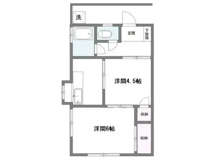 中山ハウス(2K/2階)の間取り写真