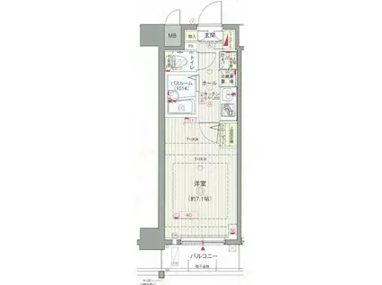 エステムコートKOMAGOME六義園(1K/2階)の間取り写真