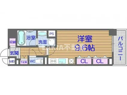 エスリード長堀タワー(1K/9階)の間取り写真