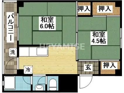 ビレッジハウス末石1号棟(2K/5階)の間取り写真