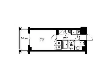 エスティメゾン武蔵小山II(1K/2階)の間取り写真