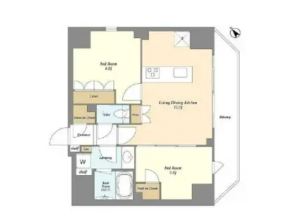 ルジェンテ・バリュ上野根岸(2LDK/6階)の間取り写真