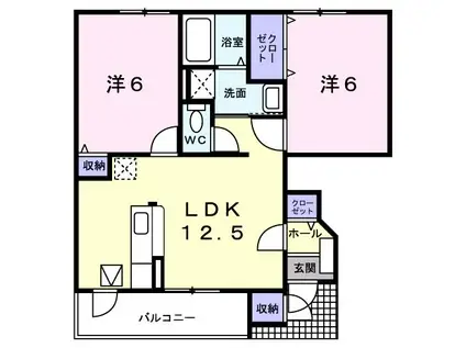 ラ・セゾン(2LDK/1階)の間取り写真