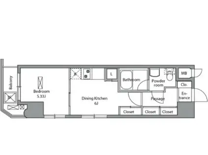 レジディア入谷(1DK/3階)の間取り写真