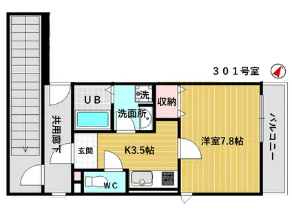 コンフォート南千住(1K/3階)の間取り写真