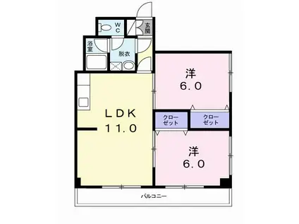 サンコーポ新前橋(2LDK/4階)の間取り写真