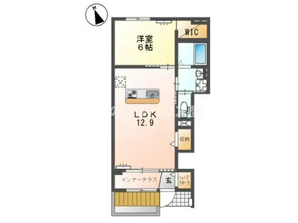 一宮町アパート(1LDK/1階)の間取り写真