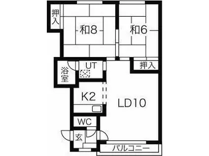 シャルム宮の沢(2LDK/2階)の間取り写真